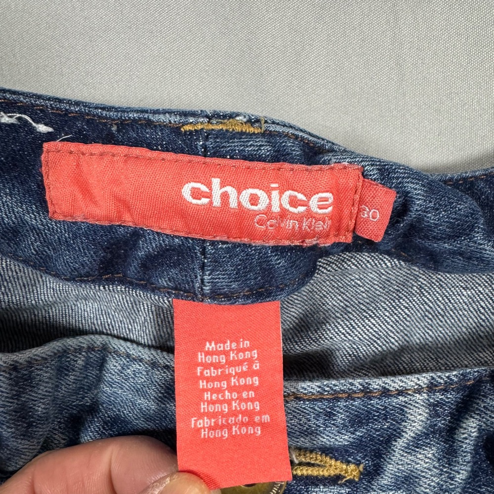 Choice Calvin Klein Floral Graphic Bootcut Jeans Rhinestone Sz 30 Y2K Indie - Picture 9 of 11